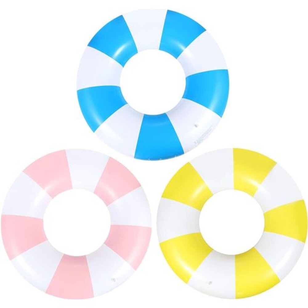 3 PCS 39.4 Inch Jumbo Swimming Ring with Fun Prints Striped Pool Floats Pool